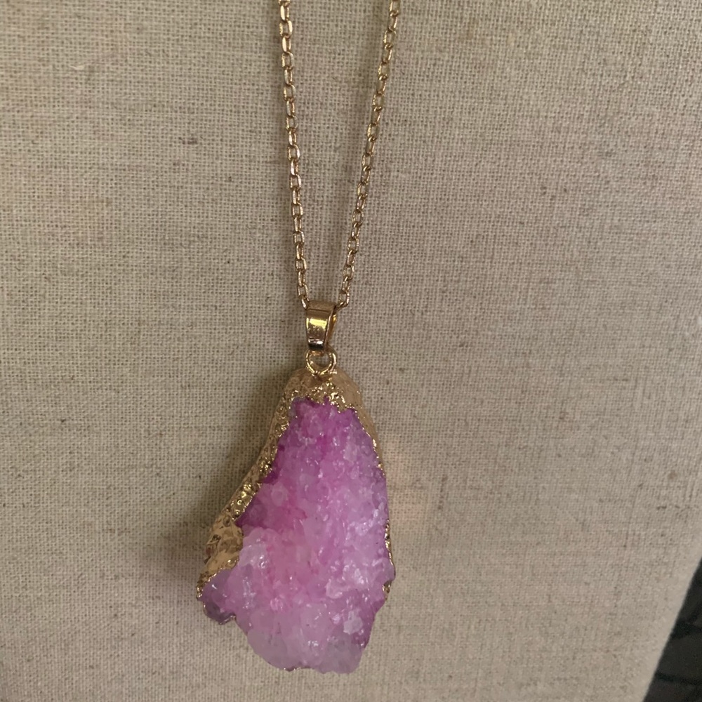 Pink rock necklace